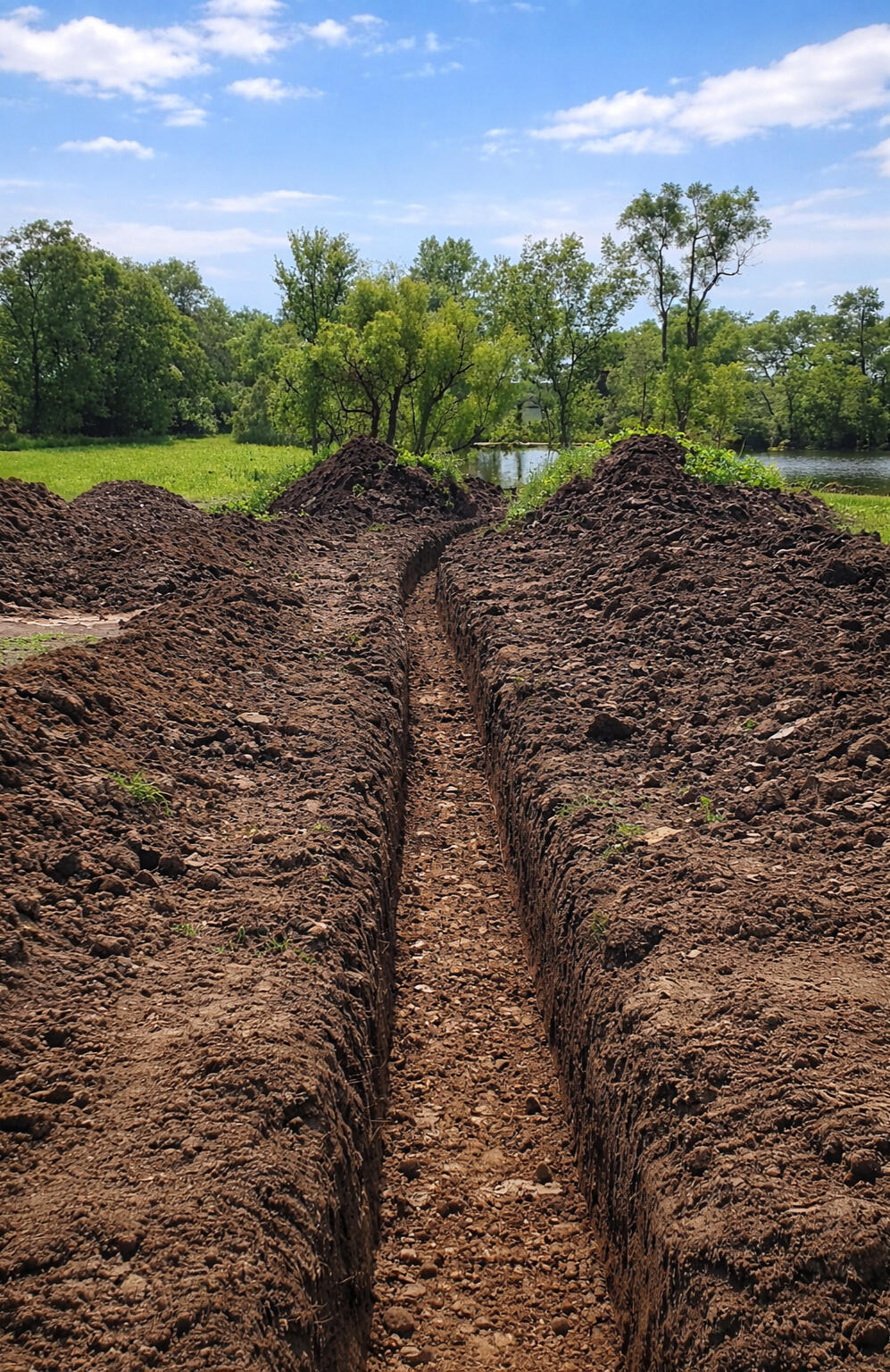 drainage trench installation yard water control Columbia TN Maury County